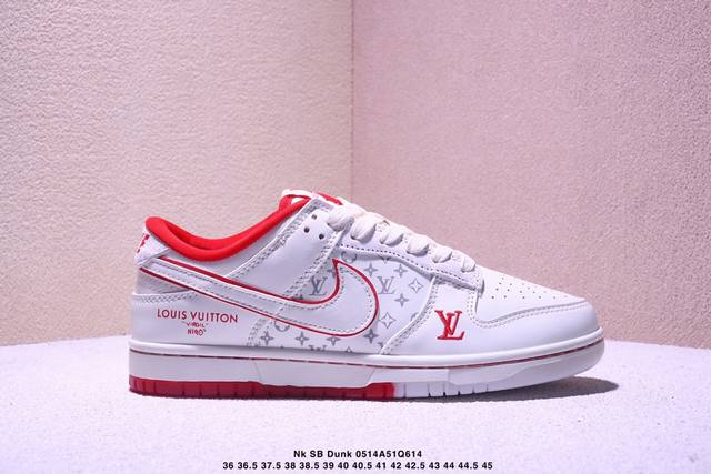 Nk Sb Dunk Low Lv Collaboration --- White And Green Dual-Color Outsole Anniversa