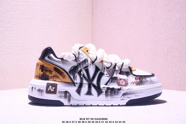 Company-Grade Mlb Ny Printed Dad Shoes With Graffiti Prank Design, 6Cm Internal