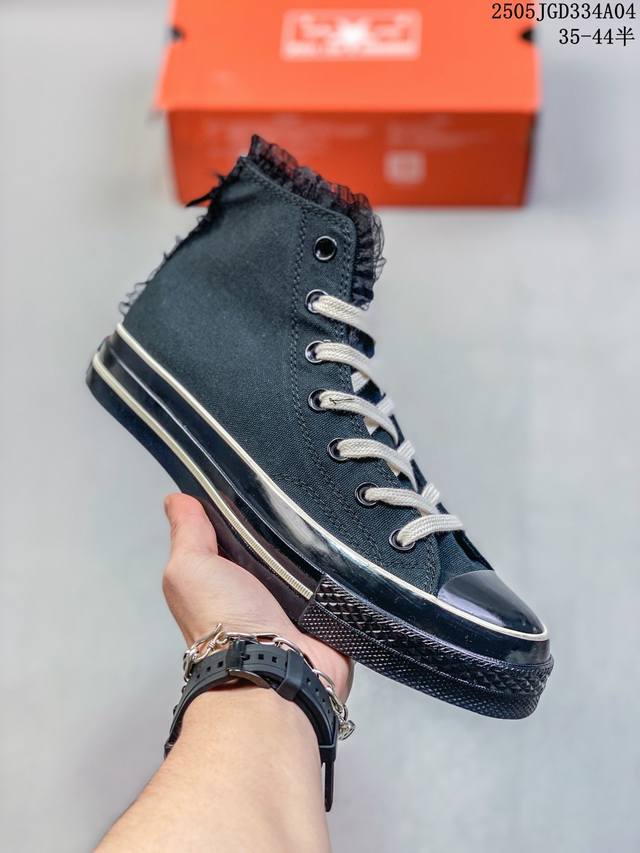 Converse Chuck 1970S Black Lace Sweet Punk High-Top Canvas Shoes A 26C Sizes: 35