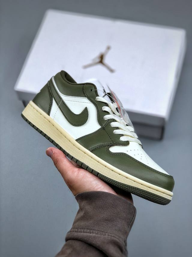 Air Jordan 1 Low Aj1 Military Green And White Low-Top Cultural Casual Sports Ska