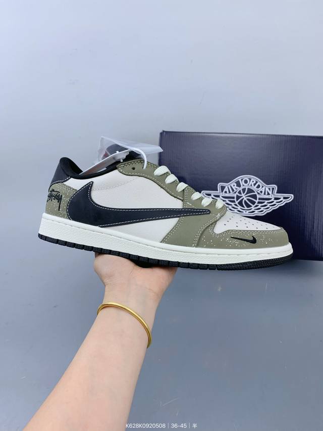Nike Jordan Air Jordan 1 High-End Customization Low-Top Retro Shock-Absorbing An