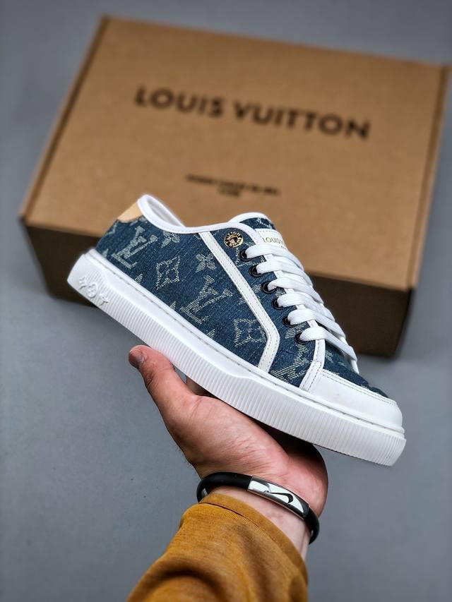 Lv 2025 Ss Latest Lagoon Series Denim Canvas Embossed Casual Shoes Canvas Shoes