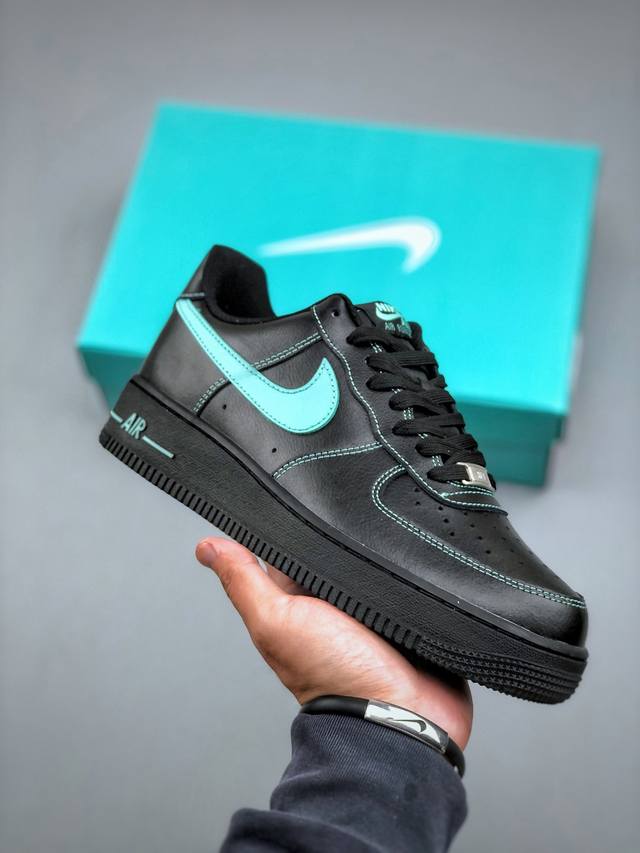 Nike Air Force 1 '07 Low Leather Black Tiffany Green Hook Original Last And Orig