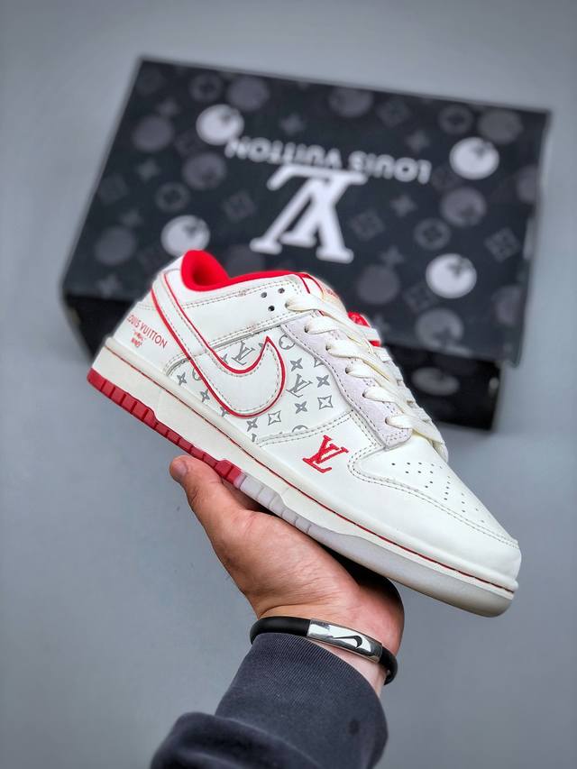 Fversion Nike Sb Dunk Low X Louis Vuitton White Red Company-Grade Production Hig