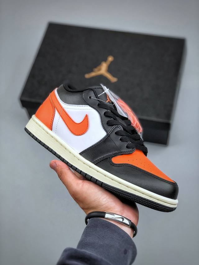 Air Jordan 1 Low Aj1 Jordan 1 White Black Orange Low-Top Cultural Casual Sports