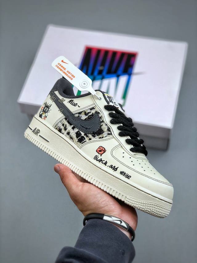 Nike Air Force 1 Low 07 White-Gray-Black Hemp Rope Graffiti Original Last Origin