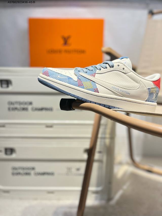 Company-Grade Top-Layer Leather Lv X Jordan Air Jordan 1 Low Aj1 Low-Top Series