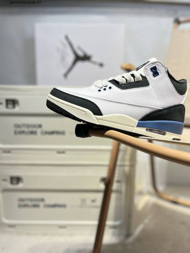 A Ma Maniere X Air Jordan 3 Retro Diffused Blue Collaboration White, Black, And