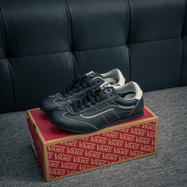 Core Private Vans Super Lowpro Full Leather Black Retro Thin Sole Series The Van
