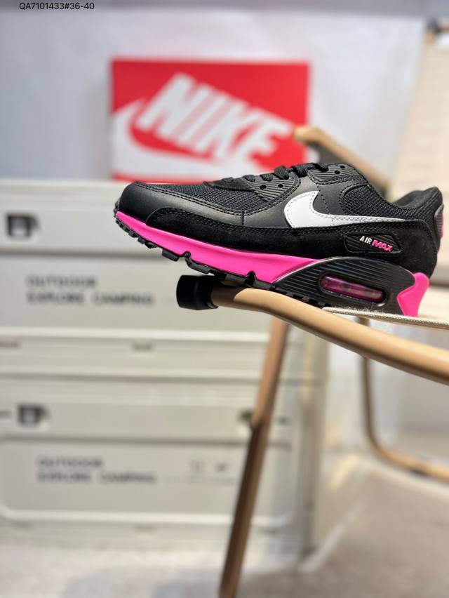 Nike Air Max 90 Classic Retro Cushioned Running Shoes The Upper Is Made Of Leath