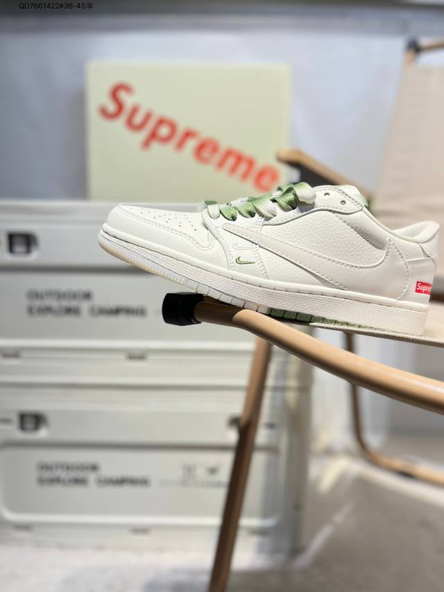 Company-Grade Top-Layer Leather Supreme X Jordan Air Jordan 1 Low Aj1 Low-Top Se