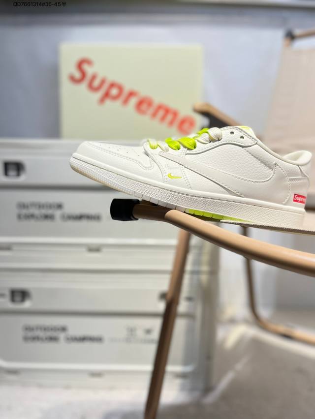 Company-Grade Top-Layer Leather Supreme X Jordan Air Jordan 1 Low Aj1 Low-Top Se