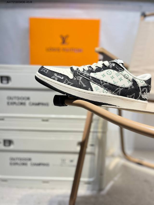 Company-Grade Top-Grain Leather Lv X Jordan Air Jordan 1 Low Aj1 Low-Top Series