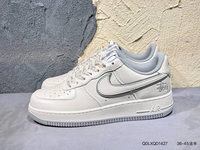 New Arrival Real-Life Photos Stussy X Air Force 1 Low Off-White Gray Original La
