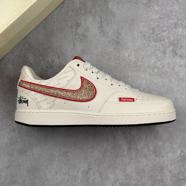 Local Core Private Nike Court Vision Low X Stussy X Supreme White And Red Starry