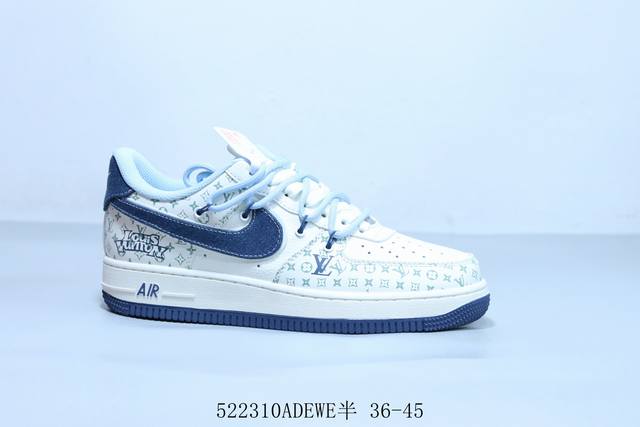 Nike Air Force 1 Af1 Nike Low-Top Air Force One Casual Sneakers Lv Blue And Whit
