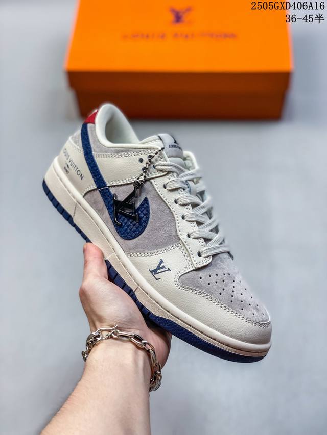 nike Sb Dunk Low Lv Joint Beige Denim Anniversary High-End Customized Low-Top