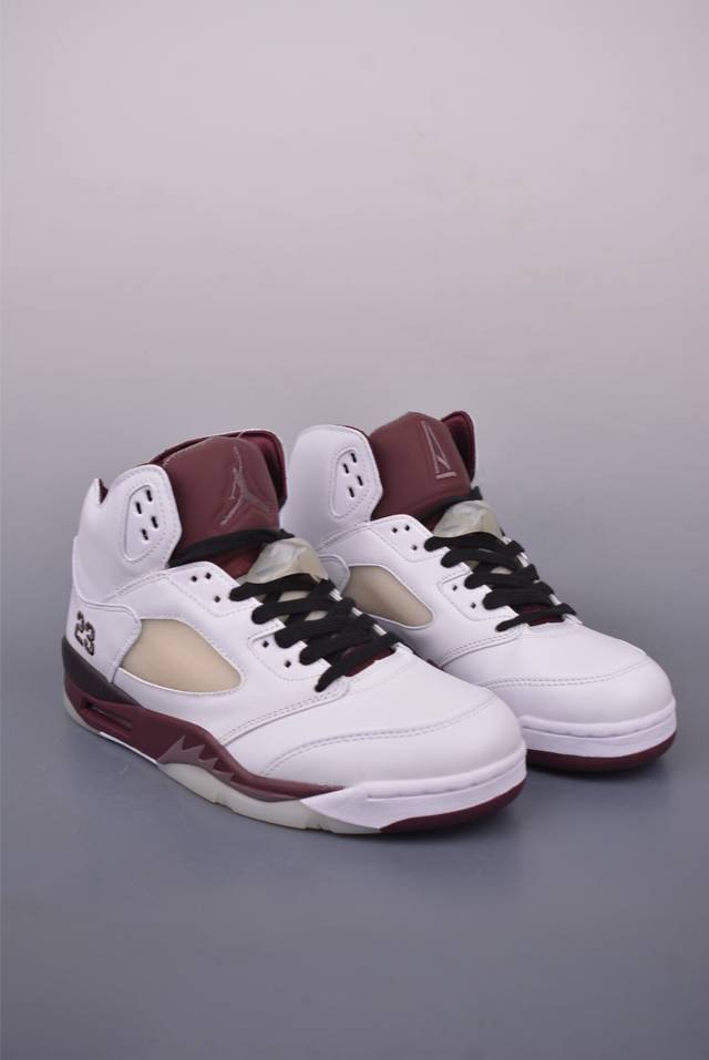a Ma Mani Re X Jordan Air Jordan 5 Burgundy Crush Replica White Red Brown Pur