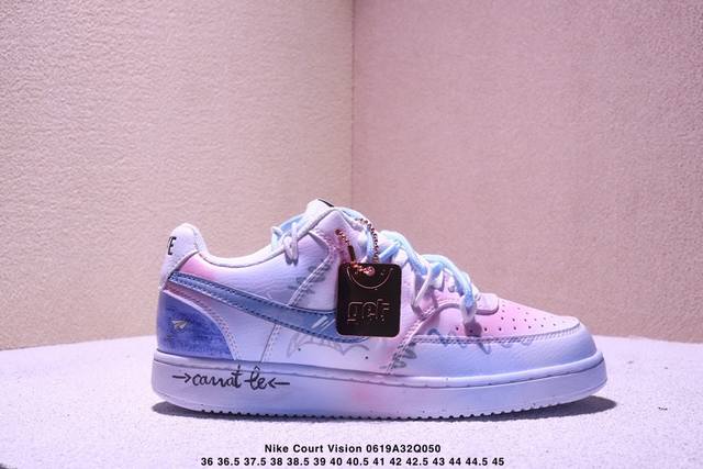 Corporate Nike Court Vision 1 Low "Phantom Cross" Hand-painted Graffiti Customiz