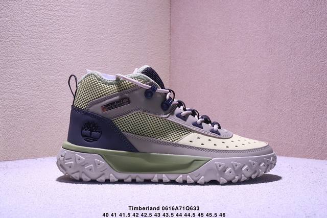 Timberland green, summer mesh design, outdoor high-top casual yellow boots serie