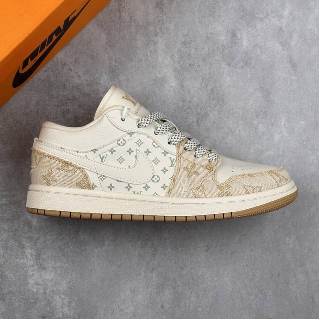 Special price local core private Air Jordan 1 Low Aj1 Joe 1 Lv joint-denim khaki