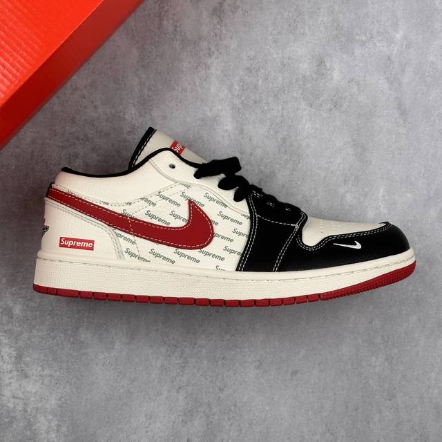 Local core private Air Jordan 1 Low Aj1 Qiao 1 "Black and white red hook color s