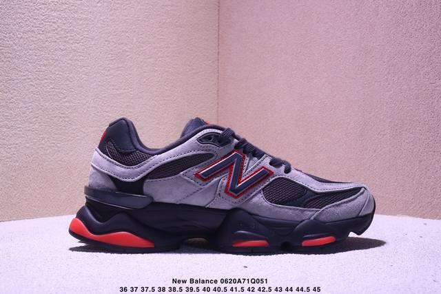 New Balance Nb9060 co-branded retro casual sports jogging shoes black and red Fu