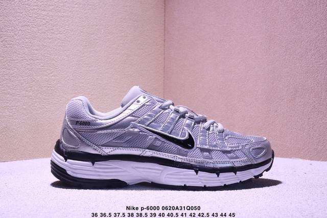 The corporate-grade Nike P-6000 running shoes use red hooks on the inside and ou