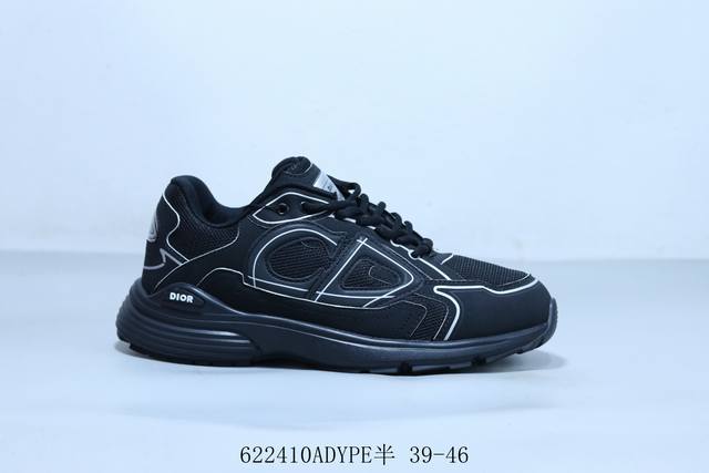 Dior B30 mesh fabric thick bottom lace-up casual low-top sports shoes for men an