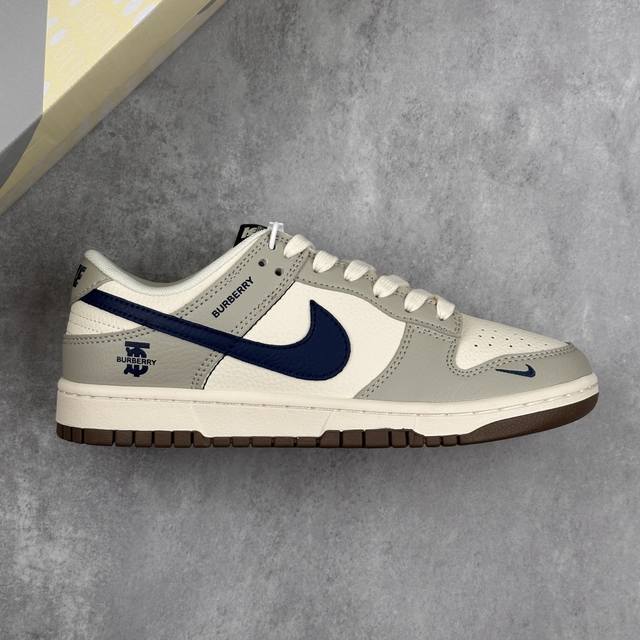 Local core private Nike Sb Dunk Low Burberry joint --- milky white and blue high