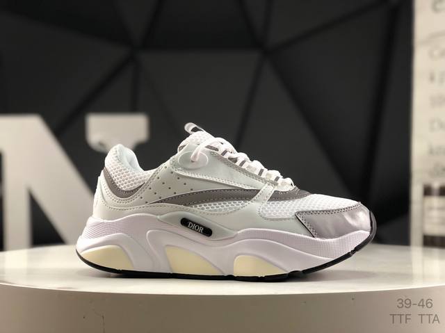 Dior Homme Reflective Mesh Leather Sneakers Retro casual running shoes, white co
