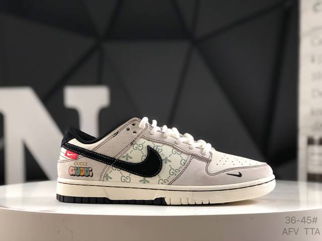 Real label with half size Nike Nk Dunk Low low-top casual sneakers with custom s