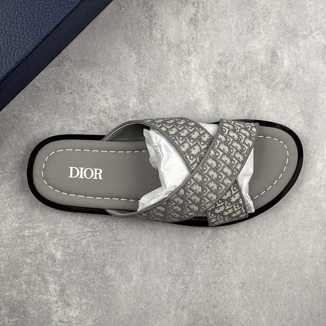 Local core private Foreign trade version Dior Alias calfskin round toe flat flip