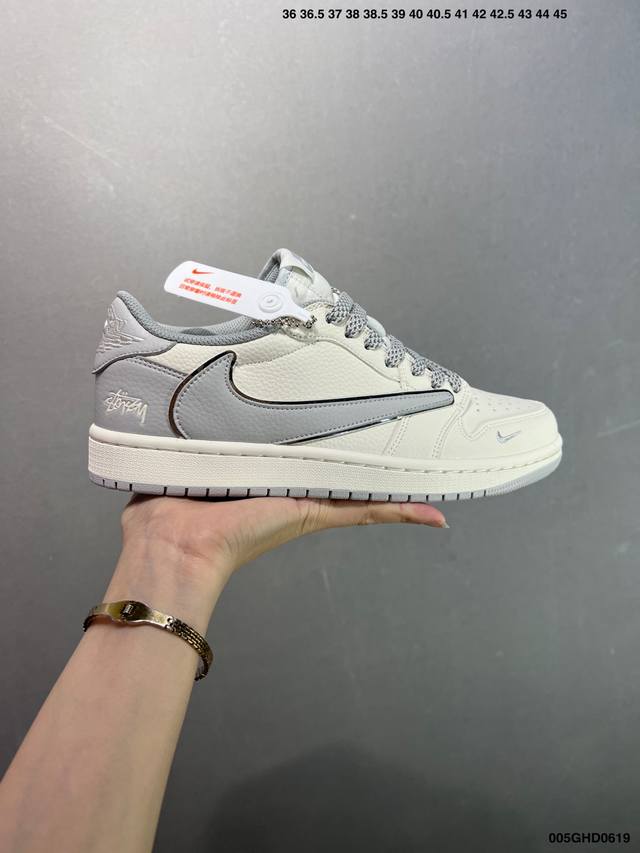 Corporate Stussy X Air Jordan 1 Low White Blue Silver This model advocates break