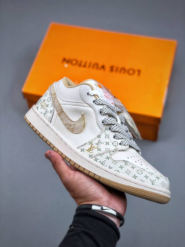 6.18 Welfare Special Nike Jordan Air Jordan 1 "Lv Joint Denim Khaki" High-end cu