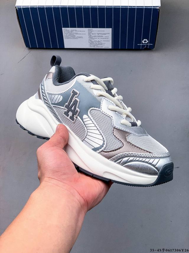 Company level! Mlb Chunky Liner thick-soled casual running shoes Ny printed brea