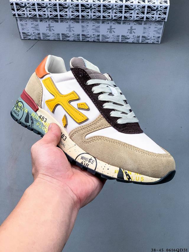 Premiata Italian shoe brand. Create a casual and fashionable sports shoe with a