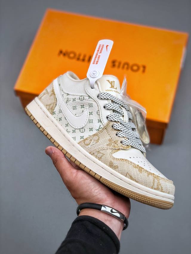 Today's welfare Nike Jordan Air Jordan 1 "Lv joint denim khaki" high-end customi