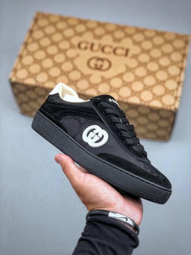 Gucci Interlocking G Suede Sneaker G74 series low-top retro versatile casual spo