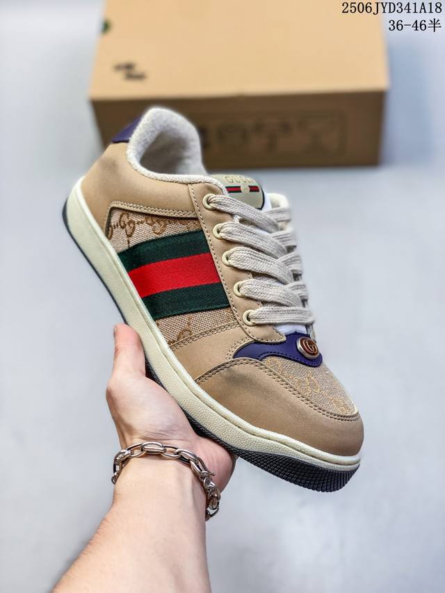 Corporate-level Gucci Screener sports casual fashion luxury series Gg enamel buc