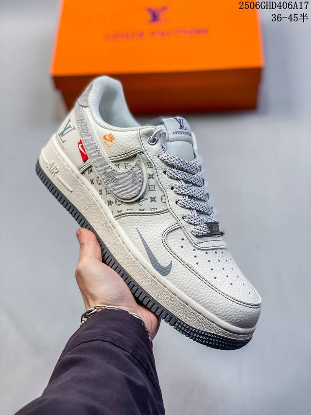 Limited sale overseas! Corporate-level Nike Air Force 1 '07 Low "Lv joint gray c