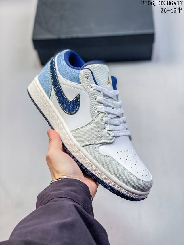 with half size Air Jordan 1 Low Low-top Gray Blue Aj1 Jordan 1 Aj1 Jordan 1 Low-