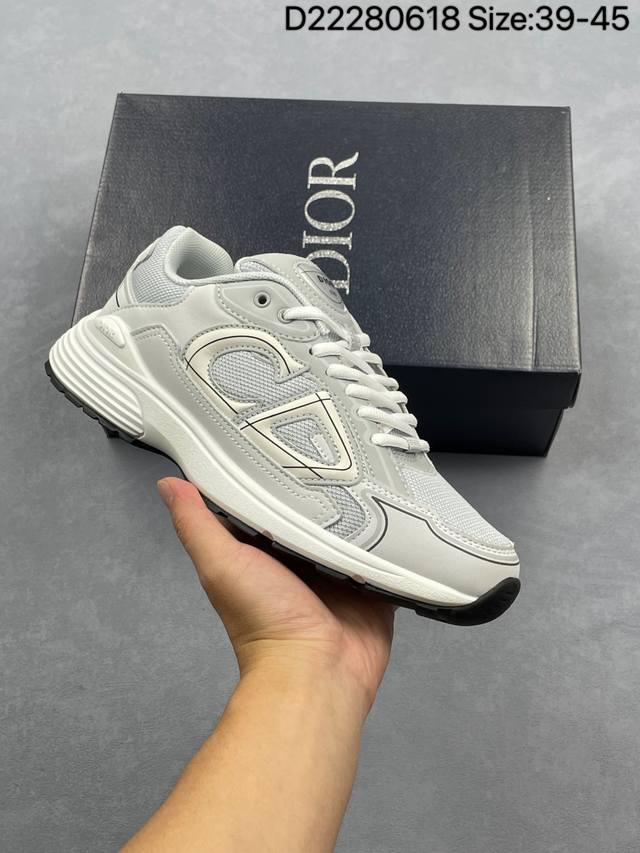 Dior B30 mesh fabric thick-soled lace-up casual low-top sneakers for men and wom