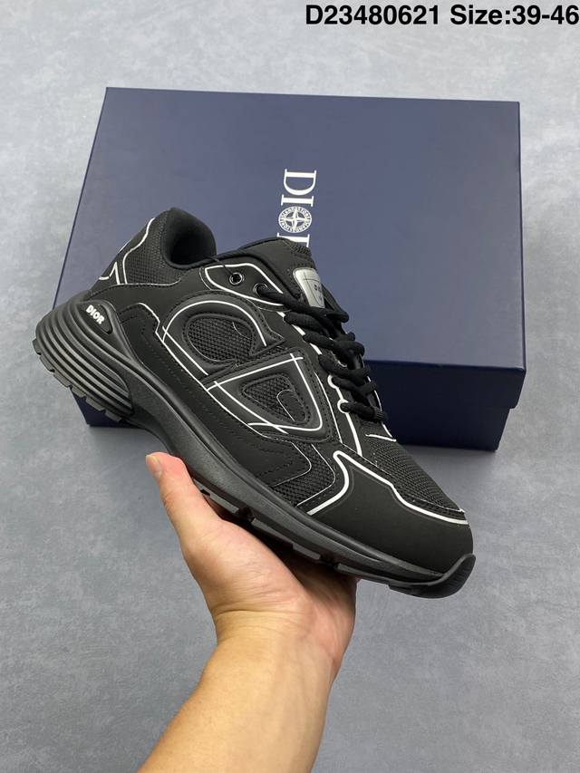 Dior B30 mesh fabric thick-soled lace-up casual low-top sports shoes for men and