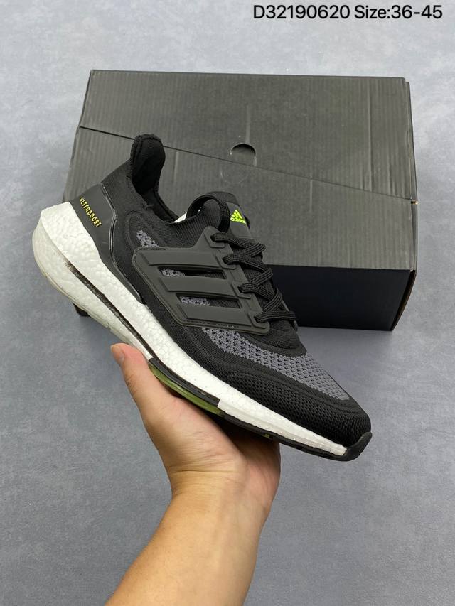 Adidas Ultraboost 21 Thickened Popcorn Sock-like Knitted Upper Casual Sports Jog
