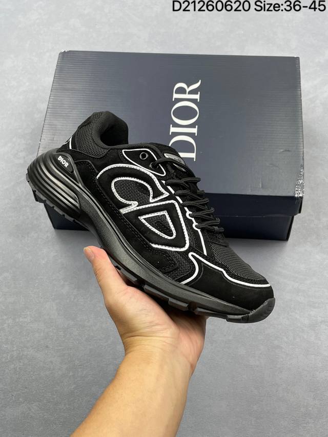 Dior B30 mesh fabric thick-soled lace-up casual low-top sports shoes for men and
