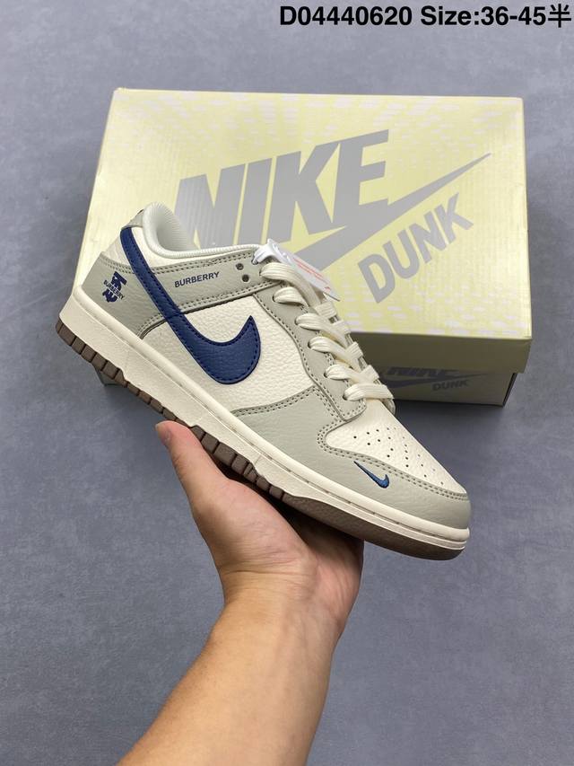 Nike Sb Dunk Low X Burberry Joint-White and Black Pure original factory products