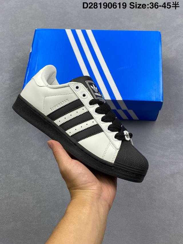 Adidas Originals Superstar 2 white and black retro trend non-slip wear-resistant