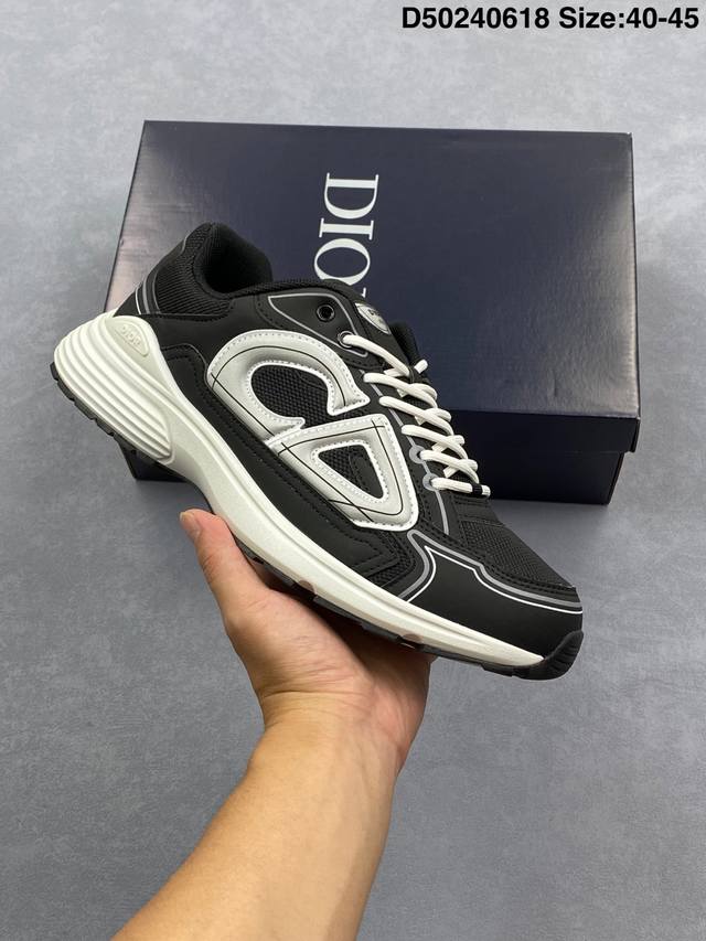 Dior B30 mesh fabric thick-soled lace-up casual low-top sports shoes for men and