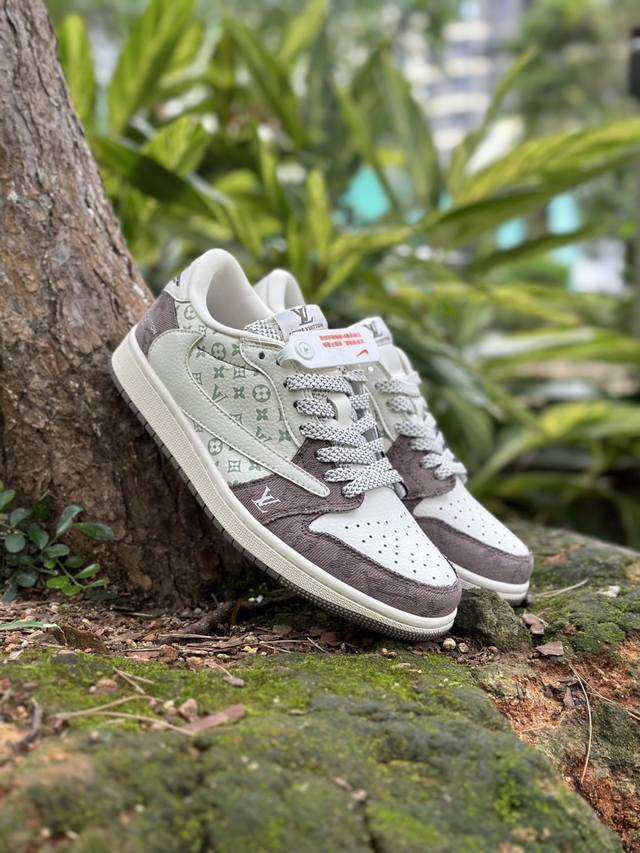 Welfare special price Fragment X Travis Scott X Diy Air Jordan 1 Low three-party